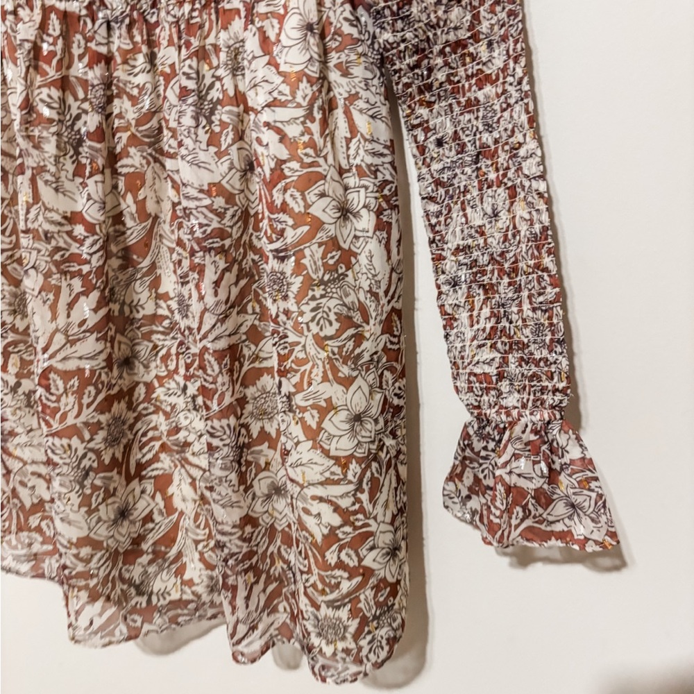 NWOT REVOLVE Coastal Cowgirl Brock Mini Dress in Brown & Ivory Floral - Picture 3 of 13